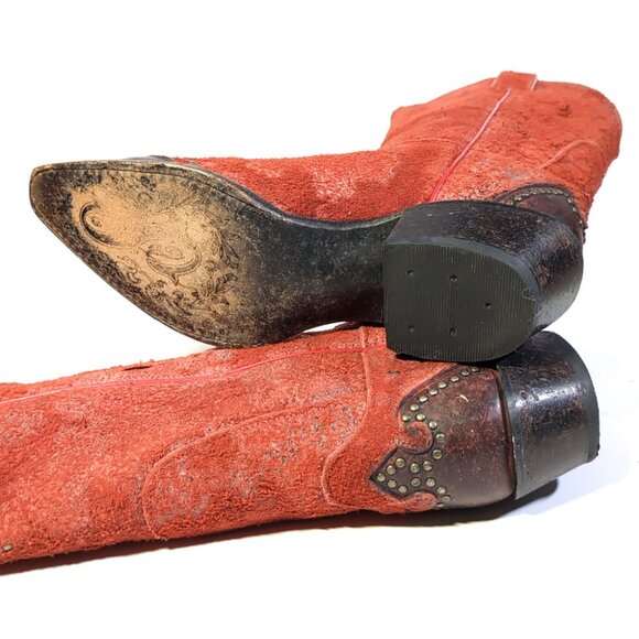 Sonora Cowboy Boots Rough Out Leather Handmade Cowboy Boots Size 7.5 - Picture 5 of 8